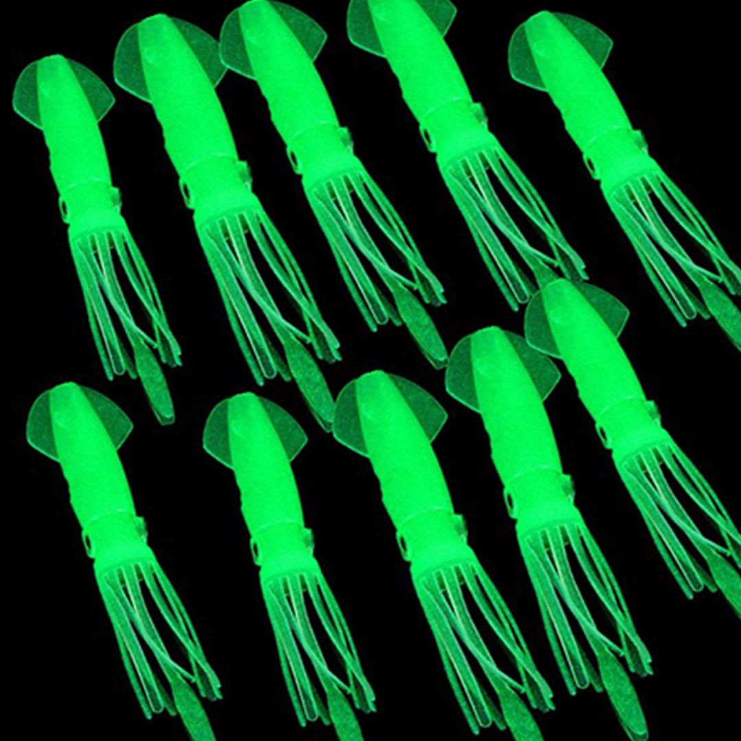 Luminous Squid Fishing Baits – 10pcs Soft Glow-in-the-Dark Lures