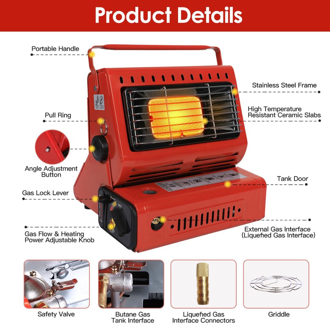 2-in-1 Portable Butane Heater & Stove – Stay Warm, Cook Anywhere
