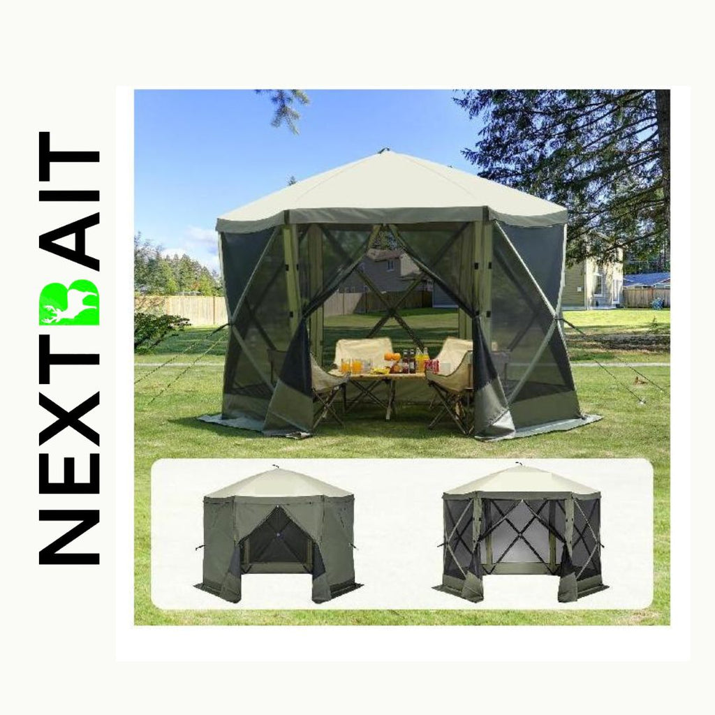 10x10FT Pop-Up Gazebo Camping Tent with Mosquito Netting & Privacy Wind Cloths