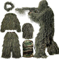 5Pcs  Ghillie Suit for Archery Hunting With Wrap Bag Paintball Camo for Adults