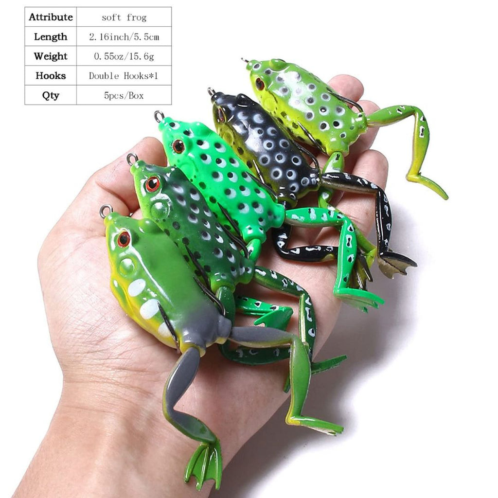 5PCS Thunder Frog Fishing Lures Kit with Box – Realistic Topwater Soft Frogs