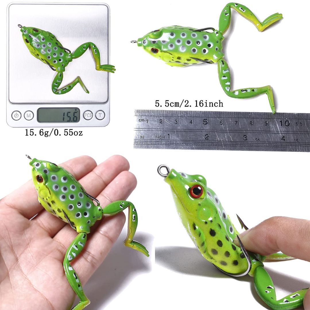 5PCS Thunder Frog Fishing Lures Kit with Box – Realistic Topwater Soft Frogs