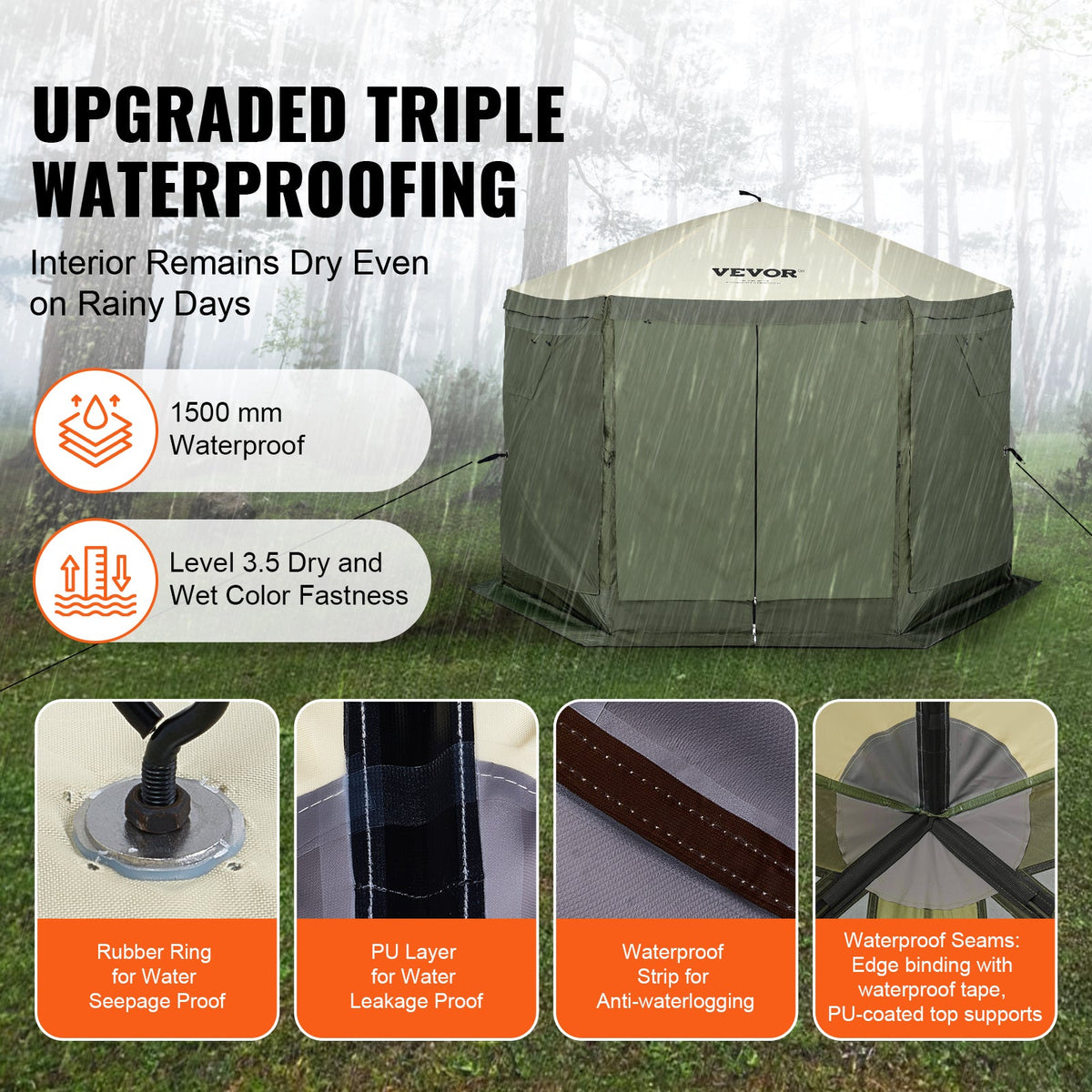 10x10FT Pop-Up Gazebo Camping Tent with Mosquito Netting & Privacy Wind Cloths