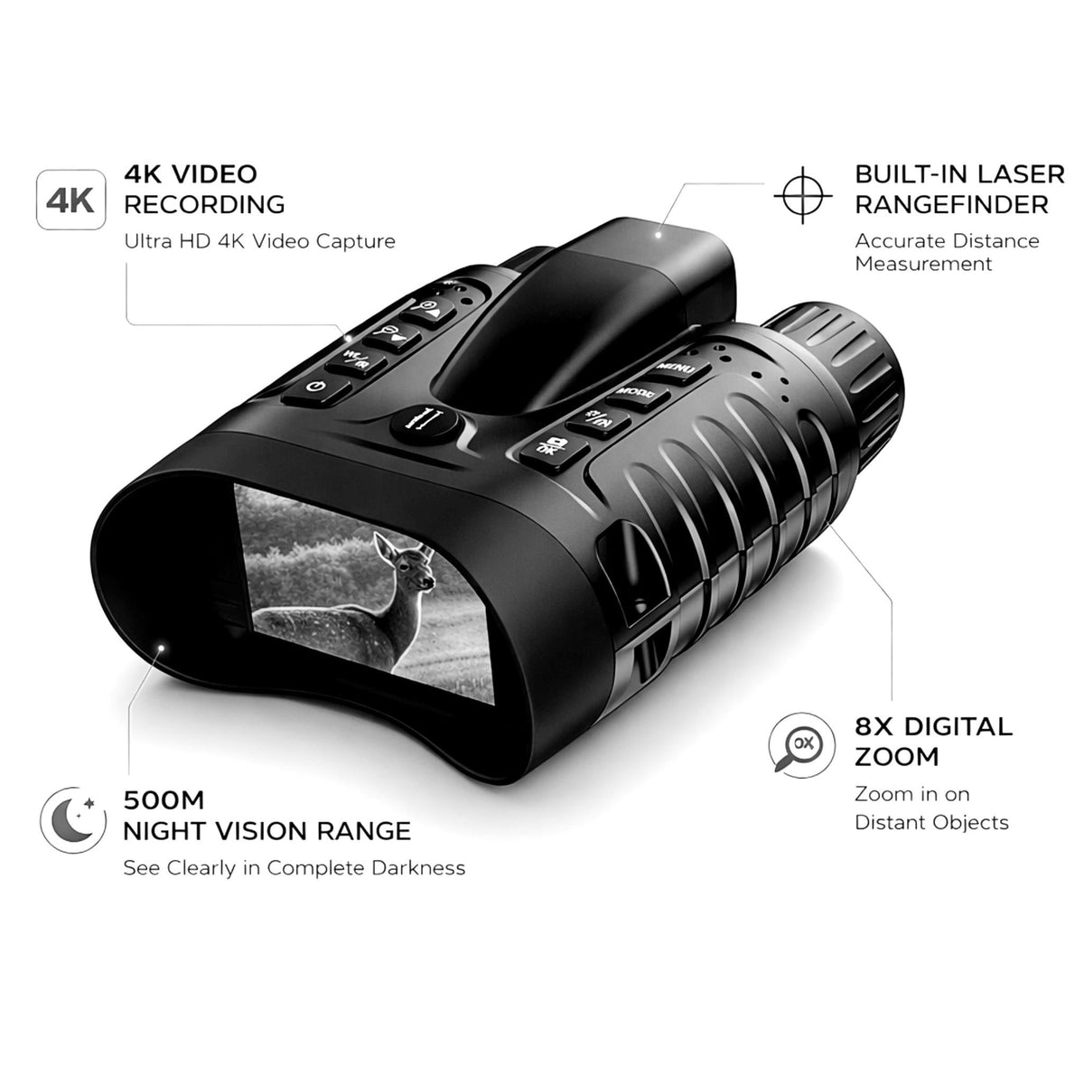 NV-550R Sentinel 4K Night Vision Binoculars with Laser Rangefinder